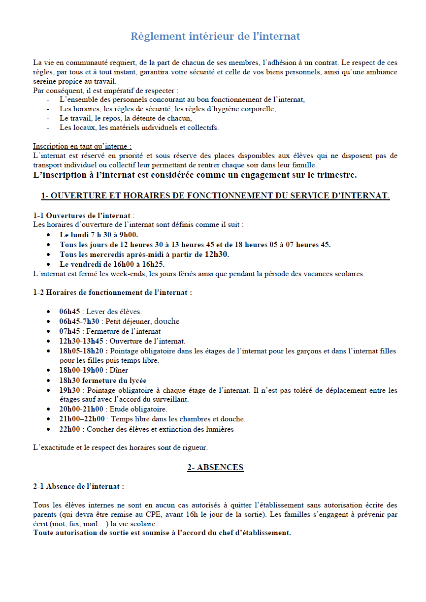 Aperçu de Rglt INTERNAT
